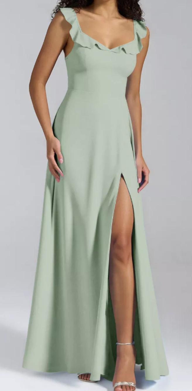 AW BRIDAL sz 6 sage green Sam chiffon wedding party gala maxi dress NEW B30